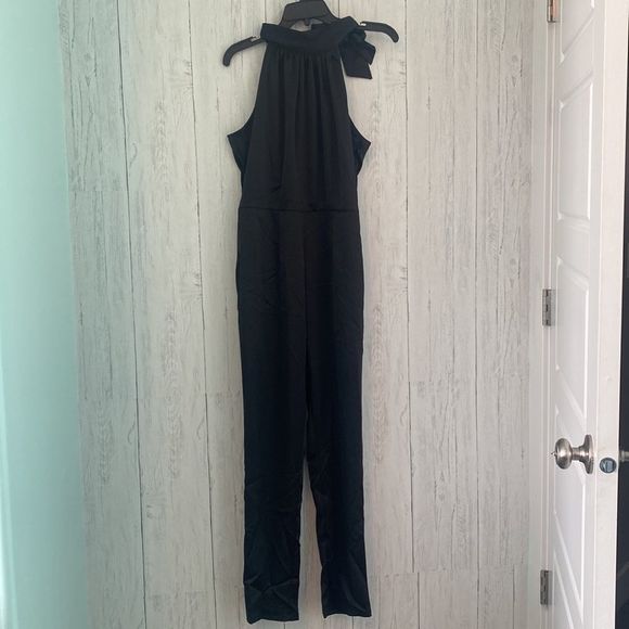 Nicole Miller New York Halter Tie Neck Jumpsuit In Black Women's Medium - Picture 3 of 8